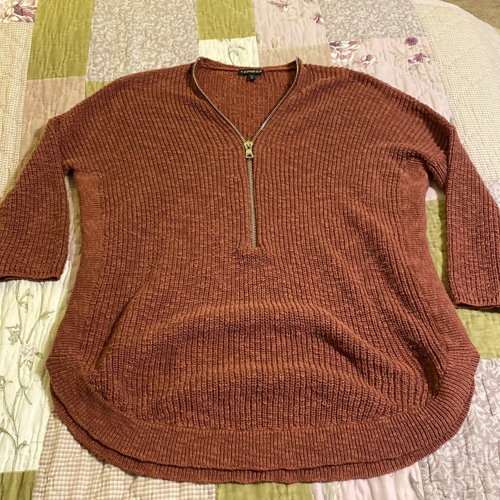 Oversized Front Zip Cardigan Sweater